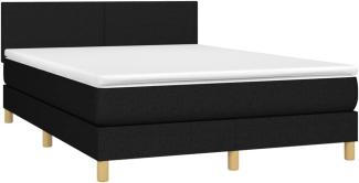 vidaXL Boxspringbett mit Matratze Schwarz 140x200 cm Stoff 3140459