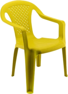 KHG Kinderstuhl mit Armlehne Gelb, Gartenstuhl, Sessel für Kinder mit 27 cm Sitzhöhe | aus Kunststoff stapelbar, kippsicher, wetterbeständig | Sitzgelegenheit für Innen- und Außenbereich