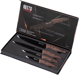 RESTO Kitchenware Messer-Set Carina, Edelstahlmesser 4-teilig in Magnet-Geschenkbox (Set, 4-tlg), Kochmesser, Tranchiermesser, Universalmesser, Gemüsemesser