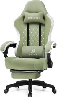 GTPLAYER Gaming Stuhl Ergonomischer Gaming Sessel Schreibtischstuhl mit Stoffoberfläche, Federsitzkissen, Verbindungsarmlehnen und Fußstütze grün