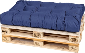 TexDeko® Garden Palettenkissen 120 x 80 x 18 cm wasserabweisend UV - beständig In- & Outdoor Premium Sitzkissen gesteppt Palettenauflage für Europaletten Palettenpolster (Blau)