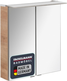 Fackelmann B.PERFEKT LED Spiegelschrank 60 cm breit, Braun hell