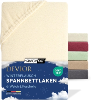 Devior Spannbettlaken Fleece 80% Baumwolle 20% Polyester, Winterspannbettlaken mit 160 g/m², Fleece, Gummizug: Rundumgummizug, Fleece-Laken 180x200 cm für Boxspringmatratze bis 32cm - Blickdicht