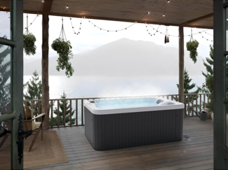 Sanotechnik 'SPLIT WHITE MARBLE' Outdoor Whirlpool inkl. Abdeckung, grau, 175 x 115 x 70 cm