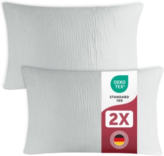 Blumtal Kissenbezug Musselin Kissenbezug - Oeko-TEX zertifiziertes Musselin Kopfkissen, (2 Stück), 100% Baumwolle