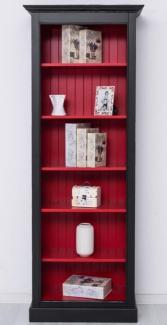 Casa Padrino Landhausstil Massivholz Bücherschrank Schwarz / Rot H. 210 cm - Landhausstil Möbel