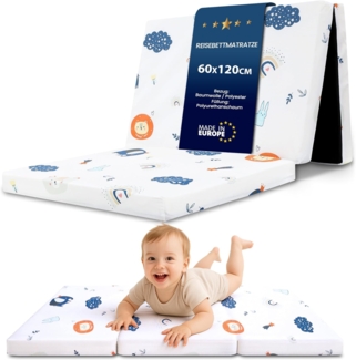 Reisebett Matratze 60x120 cm faltbar - Dicke Faltbare Matratze für Baby Klappmatratze Kinder Matratze Reisebett Regenbogen