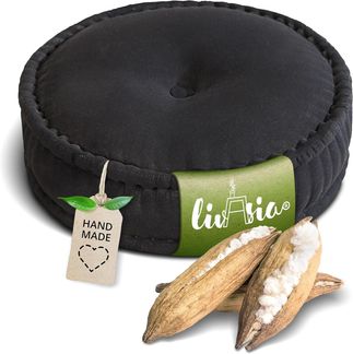 livasia Meditationskissen Zafukissen groß (Basic) vegan und handgefertigt, 46x14cm, Kapok