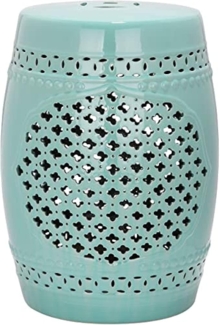 SAFAVIEH Modern Ceramic Garden Stool, in Robins Egg Blue, 35 X 35 X 45