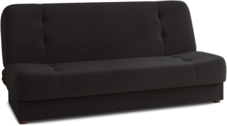 Schlafsofa Sena - Sofa mit Schlaffunktion und Bettkasten, Velours Stoff, Bettsofa mit Bonell-Federkern, Couch (Schwarz (Manila 18))