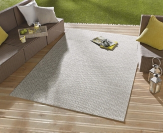 NORTHRUGS In- und Teppich Coin 240x340 cm - Wetterfest Modern Geometrisch Feines Allover Design für Balkon Terrasse Garten Wintergarten Wohnzimmerteppich Wasserfest in Grau, 102475-240x340