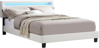 CARO-Möbel Polsterbett COLUMBUS, Polsterbett 140x200 cm mit LED Beleuchtung Bett Kunstleder Jugendbett