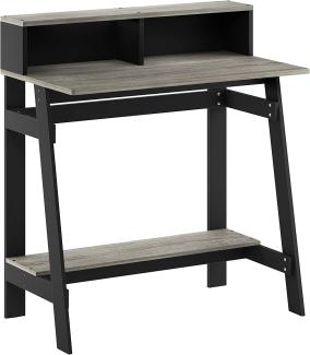 Furinno Schreibtisch, Holz, Schwarz/Eichengrau, 48. 51x48. 51x90. 17 cm