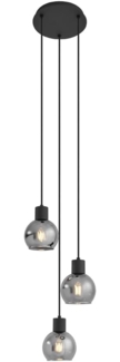 Qazqa Pendelleuchte Vidro, ohne Leuchtmittel, E27, Grau, Art Deco, Glas, 3-flammig