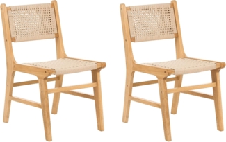 Esszimmerstuhl 2er Set OZELLA Holz Braun Beige