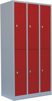 Schließfachschrank Wertfachschrank Fächerschrank Spind Umkleideschrank 6 Fächer-Spint Rot 520234 Maße:180 x 88,5 x 50cm