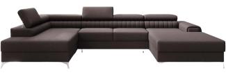 Designer Sofa Collina mit Schlaf- und Klappfunktion Stoff Dunkelbraun Links