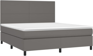vidaXL Boxspringbett mit Matratze & LED Grau 180x200 cm Kunstleder 3135841