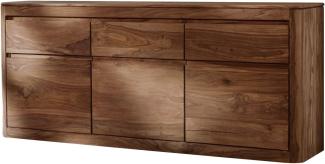 Massivmoebel24 Sideboard (Sideboard Sheesham 185 x 40 x 80 smoked cherry gebeizt TORONTO #101)