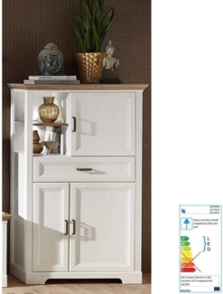Highboard JÜLICH-36 Landhaus Stil in Pinie hell & Artisan Eiche Nb. inkl. LED B/H/T: 93/150/42 cm