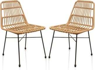 Lycce Rattanstuhl Stuhl Gartenstuhl LEON Loungemöbel Balkon Terrasse aus Polyrattan (2 St)