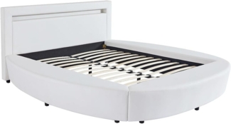 Vente-unique - Bett mit LEDs - 180 x 200 cm - Kunstleder - Weiß - ABULIS II