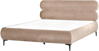 Bett mit Lattenrost Samtstoff LESSAY 180 x 200 cm Taupe