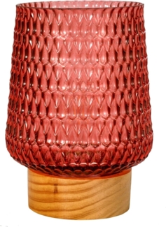 Pauleen LED Tischleuchte Rose Glamour mobile Rosa Glas/Holz, Leuchtmittel wechselbar, Warmweiß, E27, Timer Batterie