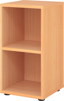 bümö Regal Buche, Standregal aus Holz für 2 Ordnerhöhen - Bücherregal klein 40 cm schmal, Aktenregal für Ordner & Bücher, kleines Büroregal, Holzregal, Ordnerregal, Buchregal Dachschräge, 924RE-6