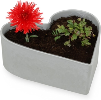 matches21 HOME & HOBBY Blumentopf Herz Pflanzschale Vintage hell-grau 22 x 20 cm Grabschmuck (1 St), Outdoor Blumen-Schale als Garten-Deko wetterfeste Grabschale