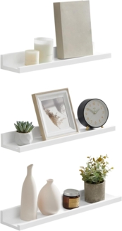 Songmics Wandregal 3er Set Schweberegale für Fotorahmen und Bücher, 38x10 cm, modernes Regal, Weiß LWS38WT