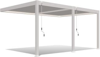 Weide Deluxe Wand-Pavillon | Voll-Alu-Pavillon | 3,6x5,3 M | Lamellendach weiß | Wall Pergola