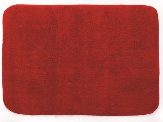 Spirella Badteppich Badematte Duschvorleger CAMPUS 100% Baumwolle Hochflor | flauschig | rutschhemmend | geeignet für Fußbodenheizung | 50x70 cm | Rot