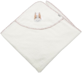 Sterntaler Kapuzenbadetuch 100x100 cm Pferd Sunny - Badetuch mit Applikation auf der Kapuze - Babybadetuch aus saugfähiger Baumwolle, Ecru