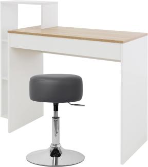 Schreibtisch mit Sitzhocker 110 x 72 x 40 cm Weiß/Sonoma-Eiche aus Holz ML-Design