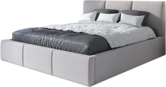 Polsterbett VEROM 90x200 mit Matratze, Bettkasten und Lattenrost. Farbe: Beige 2