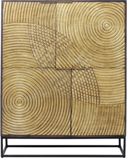 Kare Design Schrank Circulo, Massivholz Schrank, verzierter, glamuröser Schrank für Esszimmer oder Wohnzimmer, kunstvoller Schrank, (H/B/T) 150 x 120 x 40, Gold