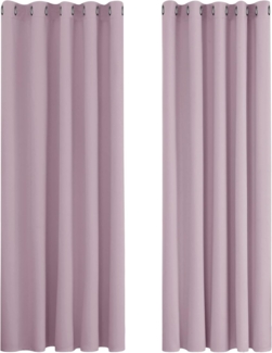 Deconovo Verdunkelungsvorhang Gardine Wohnzimmer Thermogardine Ösen, 229x168 cm(HöhexBreite), Hellpink, 2er Set