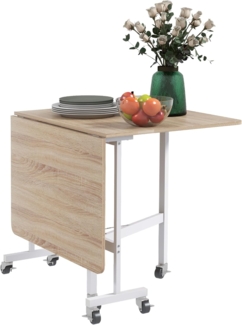 HOMCOM Klapptisch klappbarer Esstisch Küchentisch mit Rollen (Wohnzimmertisch, 1-St, Laptop-Tisch), 120 x 80 x 73 cm, Eiche