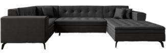 Designer Sofa Neola mit Schlaffunktion Stoff Schwarz Rechts