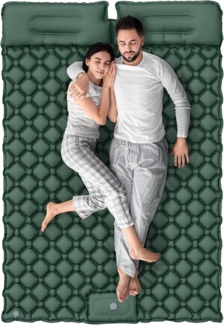 YITAHOME Isomatte Selbstaufblasend 2 Personen 195x120 Ultraleichte Camping Luftmatratze mit Eingebaute Pumpe und Kissen, Camping Matratze mit Fußpumpe und Tragetasche für Camping (Frühling Grün)