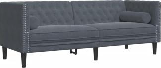 Chesterfield-Sofa mit Nackenrollen 3-Sitzer Dunkelgrau Samt 372694