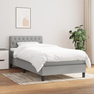 vidaXL Boxspringbett mit Matratze Hellgrau 100x200 cm Stoff 3140273