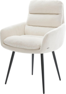 Esszimmerstuhl Abelia-Flex mit Armlehnen Bouclé Soft Beige 4-Fuß konisch Schwarz