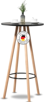 DELUKE® Stehtisch Ø 60cm innen LUMI - Holz, Skandinavisches Design | Bartisch rund Hoher Tisch Bistrotisch Hochtisch, 107x60cm HxB, Schwarz-Beige