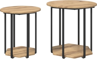 vidaXL Beistelltische 2 Stk. Artisan Eiche Holzwerkstoff und Metall 869719