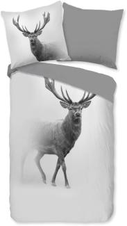 Pure Mikrofaser Bettwäsche 2 teilig Bettbezug 135 x 200 cm Kopfkissenbezug 80 x 80 cm Grey Deer 10010. 03. 08 Grey