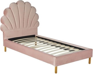 Vente-unique - Bett Muschelbett - 90 x 190 cm - Samt - Rosa - MOANA