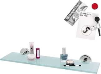 bremermann Wandregal Bad-Serie LUCENTE - inkl. Klebeset, aus Glas und Edelstahl