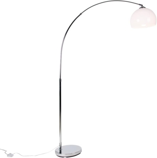 Qazqa Stehlampe Arc-basic, LED wechselbar, E27, Chrom, Modern, Stahl, 1-flammig